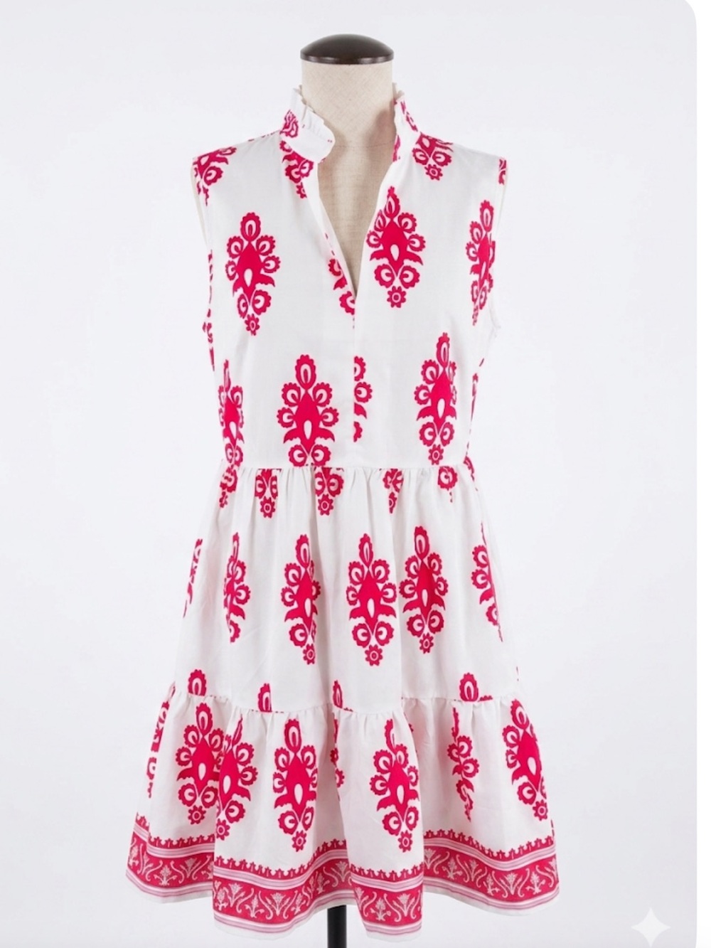 SHEIN new White & pink boho print dress. Breathable, vacation, beach. Small.